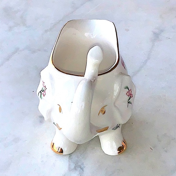 GRACE’S TEAWARE CREAMER & SUGAR BOWL SET ELEPHANT FLOWERS GOLD TRIM - Picture 7 of 14